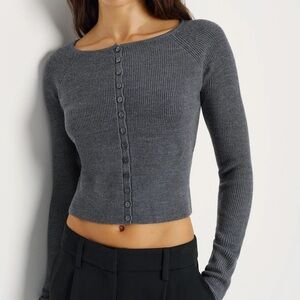 NWT Reformation Meadow Regenerative Merino Cardigan Grey - Size S